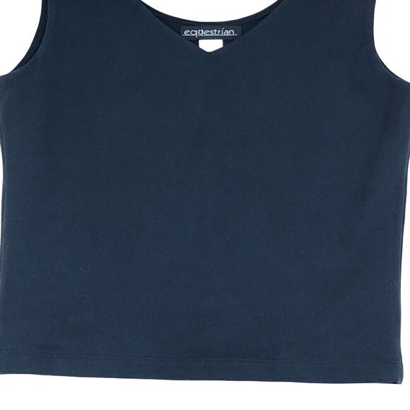 Equestrian Brand Womens Size L Tank Top Microfiber Stretch Navy Boxy Fit USA - Picture 3 of 9